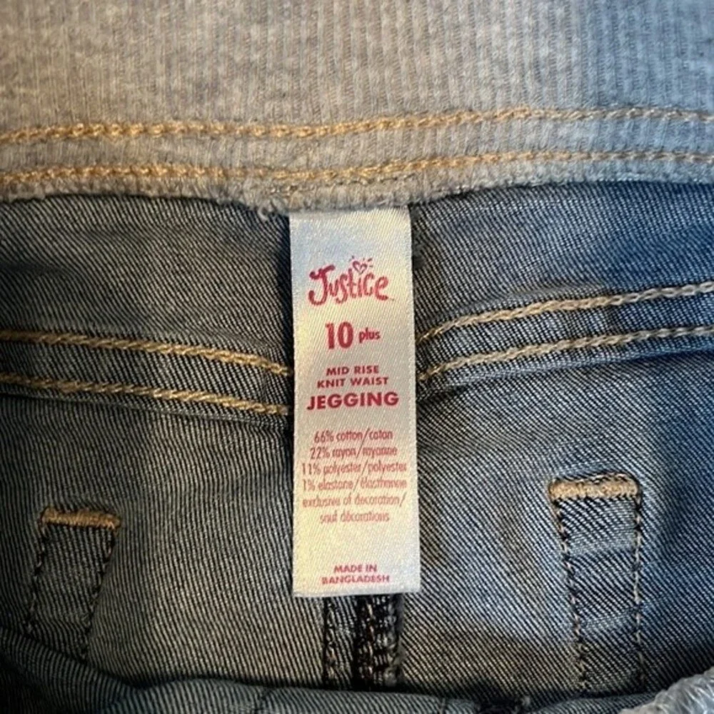 Justice Girls Blue Denim Pull-up Jeans Size 10